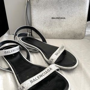 Balenciaga glitter sandals & clutch